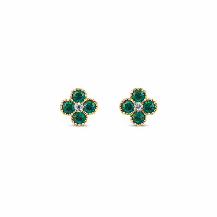 Boucles d’oreilles Flora Émeraude