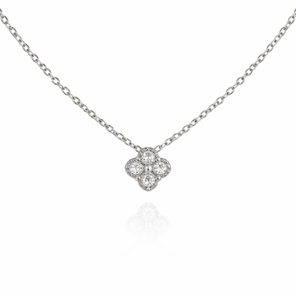 Collier Baby flora argenté